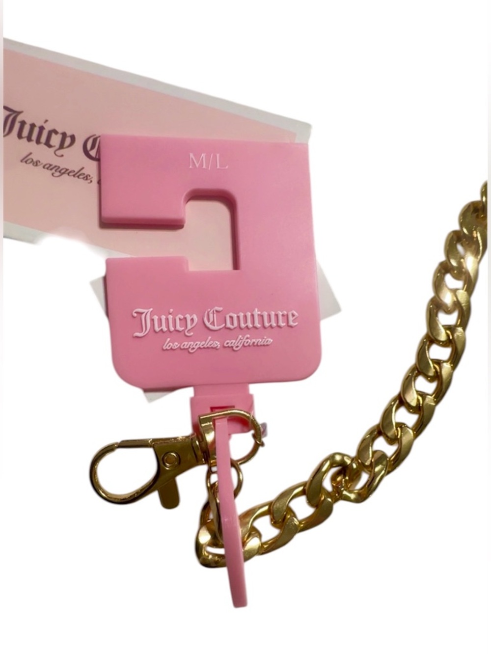 Juicy Couture Gold Chain Belt with Pink Heart Charms, Adjustable.. M/L NWT - Picture 3 of 5